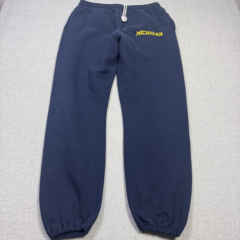 Russell Athletic Vintage Michigan Sweatpants Men XL Blue NCAA Football Made USA